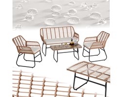 tectake® Bistroset Molfetta XL - Tuinset voor 4 Personen - Weerbestendige Loungeset - 2 Tuinstoelen, Tuinbank en Tuinafel - Inclusief comfortabele Kussens - Voor Tuin, Balkon en Terras