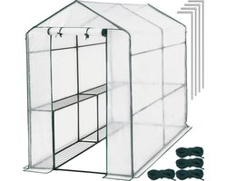 tectake® Broeikas met Folie - Foliekas - Hobbykas - 2,23m² - 186 x 120 x 190 cm - Kweekkas voor Tomaten en Planten - Tuinkas met 4 Planken - Beschermt Tegen Kou, Regen en Vorst