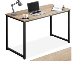 tectake® Bureau - Bureautafel - Computerbureau - Houten bureaublad - Industrieel design - Zwart metalen frame - Afmetingen (LxBxH) 120 x 59 x 76,5 cm - Lichtbruin