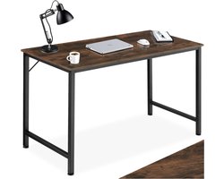 tectake® Bureau - Bureautafel - Computerbureau - Houten bureaublad - Industrieel design - Zwart metalen frame - Afmetingen (LxBxH) 140 x 60 x 75,5 cm - Donkerbruin