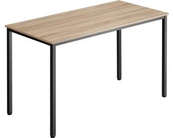tectake® Bureau - Computerbureau - (Bureau)tafel van hout en metaal voor woonkamer, kantoor of eetkamer - Industrieel design - Zwart metalen frame - Afmetingen (LxBxH) 120 x 60 x 75,5 - Lichtbruin
