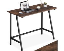 tectake® Bureau - Klein computerbureau - Bureautafel van hout en metaal - Voor woonkamer of studeerkamer - Industrieel design - Zwart metalen frame - Afmetingen (LxBxH) 100 x 50 x 77 cm - Donkerbruin