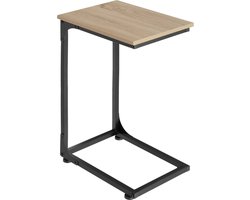tectake® C-vormige bijzettafel in industrieel design, 30 x 40 x 63 cm, salontafel voor koffie, laptop, bank, bed, woonkamer, slaapkamer, zwart metalen frame (industrieel lichtbruin )