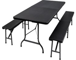 TecTake - campingtafel met banken - opklapbaar - kunststof - 402209