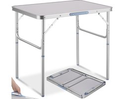 tectake® - Campingtafel opvouwbaar - Draagbare kampeertafel - Vouwtafel buiten - Inklapbare tafel - Weerbestendig - 75x55x68cm - Grijs