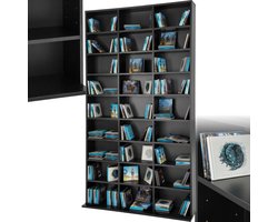 tectake® CD kast - Open kastenwand voor cd's, dvd's - Geschikt als boekenkast, ruimteverdeler - Vakkenkast voor collecties en accessoires - 27 vakken - 180x102x23,5cm - Zwart