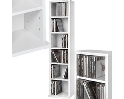 tectake® CD-Rek - Opbergruimte voor Maximaal 102 CD's - DVD-Rek en Houten Wandplank - Open Plank voor CD- en DVD-Opslag - Perfect voor Woonkamer of Kantoor- 90 x 21 x 20 cm - Wit