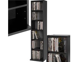tectake® CD-Rek - Opbergruimte voor Maximaal 102 CD's - DVD-Rek en Houten Wandplank - Open Plank voor CD- en DVD-Opslag - Perfect voor Woonkamer of Kantoor- 90 x 21 x 20 cm - Zwart