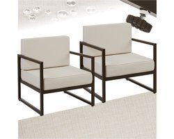 tectake® - Comosa Lounge fauteuil tuin - Set van 2 comfortabele tuinstoelen met dikke kussens - 120kg draagkracht per stoel - Waterafstotende hoezen - Verstelbare poten - Relax stoel tuin - Tuinmeubelen - Tuinset lounge - Tuinfauteuil