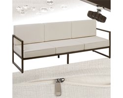 tectake® Comosa Loungebank - 3-zits Tuinbank - Comfortabele Lounge Bank met Dikke Kussens - Outdoor Sofa met Waterafstotende Hoezen - Stevig Stalen Frame - Balkon en Tuin Loungebank - Tuinmeubelen