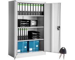 tectake® - Documentkast met 4 vakken - Hoogwaardig staal gepoedercoat - Individueel verstelbare inlegplanken - Afsluitbare kast met draaigreep en veiligheidscilinderslot - Eenvoudige montage - Lichtgrijs