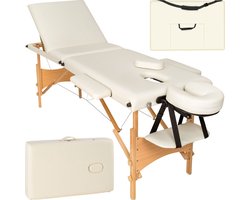 tectake® Draagbare massagetafel - 3 zones - Opvouwbaar therapiebed, massage, fysiotherapie - Verstelbare tafel - Tattootafel - Incl. draagtas - Beige