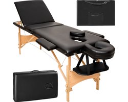 tectake® Draagbare massagetafel - 3 zones - Opvouwbaar therapiebed, massage, fysiotherapie - Verstelbare tafel - Tattootafel - Incl. draagtas - Zwart