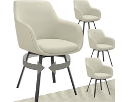 tectake® Draaibare eetkamerstoel Alicon - Gestoffeerd - Stijl en comfort in één - Eetkamerstoel - Bureaustoel - Woonkamerstoel - Fauteuil - Set van 4 - Beige