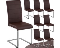 tectake® Eetkamerstoelen Bettina - Kunstleren stoelen voor Eettafel - Keukenstoelen met ergonomisch gevormde rugleuning - Diverse kleuren en sets - Maximale belasting 120 kg - Afmeting (LxBxH) 41 x 52 x 99 cm - Set van 8 - Bruin