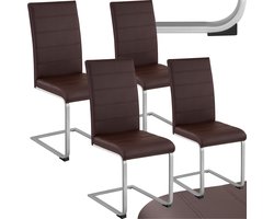 tectake® Eetkamerstoelen Bettina - Kunstleren stoelen voor Eettafel - Keukenstoelen met ergonomisch gevormde rugleuning - Diverse kleuren en sets - Maximale belasting 120 kg - Afmeting (LxBxH) 41 x 52 x 99 cm - Set van 4 - Bruin