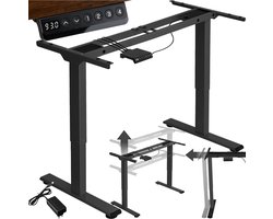 tectake® Elektrisch in hoogte verstelbaar bureauframe - Metalen tafelframe - Geheugenfunctie en stootbeveiliging - 2 stille motoren - Ideaal voor werk en gamen - Zit/sta bureau - Draagkracht 100 kg - Afmeting (LxBxH) 110-168 x 60 x 70-119 cm - Zwart
