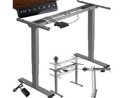 tectake® Elektrisch in hoogte verstelbaar bureauframe - Metalen tafelframe - Geheugenfunctie en stootbeveiliging - 2 stille motoren - Ideaal voor werk en gamen - Zit/sta bureau - Draagkracht 100 kg - Afmeting (LxBxH) 110-168 x 60 x 60-125 cm - Grijs