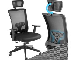 tectake® Ergonomische Bureaustoel - Met Rugleuning en Armleuningen - Verstelbare Hoofdsteun - Bureau Stoel - Bureaustoelen voor Volwassenen - Voor Kantoor/Thuiskantoor - Computerstoel - Voor Gaming- Werk