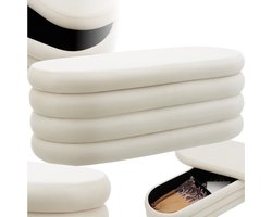 tectake® gestoffeerde bank Altu met opbergruimte – stijlvolle en praktische zitbank voor woonkamer, hal of slaapkamer – comfort en functionaliteit in één meubelstuk - wit