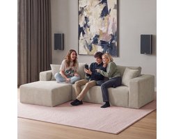 tectake® Hoekbank - L-Vormige Frameloze Loungebank - Comfortabele Zitbank met Premium Schuim en Antislip Onderzijde - Moderne Bank voor Woonkamer- Beige Fluwelen Corduroy
