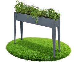 tectake® Hoge Plantenbak Calendula - 42 Liter - Verhoogde Bloembak met Afvoeropening - Moestuinbak - 98,5 x 26 x 82,5 cm - Bloembakken voor Buiten - Inclusief Handschoenen - Antraciet