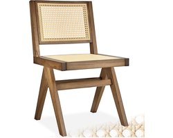 tectake® Houten Stoel Lizzy - Licht Eiken - Eetkamerstoel met Weens Vlechtwerk - Boho-Stijl Stoel met Rugleuning - Massief Houten Frame - Belastbaarheid 120 kg