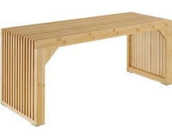tectake® Houten Zitbank - 104 x 35 x 43 cm - 3 Personen Houten Bank van Gelakt Bamboe - Voor Hal, Badkamer, Keuken, Slaapkamer - Bank in Lamellen Look - Halbank - Draagkracht 350 kg