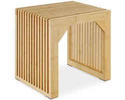 tectake® Houten Zitbank - 45 x 35 x 43 cm - Houten Bankje van Gelakt Bamboe - Voor Hal, Badkamer, Keuken, Slaapkamer - Bank in Lamellen Look - Halbank - Hocker - Kruk - Voetenbankje - Bijzettafeltje - Draagkracht 350 kg