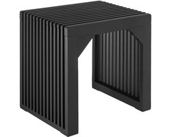 tectake® Houten Zitbank - 45 x 35 x 43 cm - Houten Bankje van Gelakt Bamboe - Voor Hal, Badkamer, Keuken, Slaapkamer - Bank in Lamellen Look - Halbank - Hocker - Kruk - Voetenbankje - Bijzettafeltje - Draagkracht 350 kg - Zwart