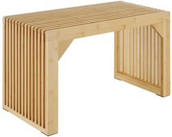 tectake® Houten Zitbank - 73 x 35 x 43 cm - Houten Bankje van Gelakt Bamboe - 2 Personen - Voor Hal, Badkamer, Keuken, Slaapkamer - Bank in Lamellen Look - Halbank - Hocker - Kruk - Draagkracht 350 kg