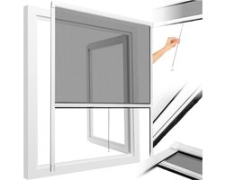 tectake® Insectenwerend Rolgordijn - 110 x 160 cm - Oprolbaar Muggengordijn - Bevestiging aan Raamkozijn - Inkortbaar - Met Borstelafdichting
