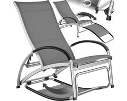 tectake® Ligbed Avignon - 2-in-1 verstelbare ligstoel - Schommelstoel voor buiten - Weerbestendig frame en waterafstotend, luchtdoorlatend weefsel - Tuinstoel - Balkonstoel - 195cm lang - Antraciet