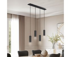 tectake® Lumea Hanglamp - 4-Lamps - In Lengte Verstelbare Kabels - Moderne Verlichting voor Woonkamer, Eetkamer, Keuken - Stijlvolle Hanglampen - Plafondlampen - Hanglampen - Pendellampen - Kabellengte max. 127cm