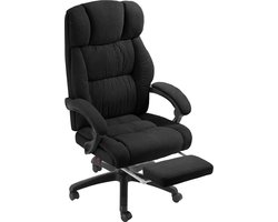 tectake® Luxe Bureaustoel - Ergonomische Directiestoel met Voetsteun en Hoofdsteun - Stoel voor Bureau of Kantoor met Dikke Veloursbekleding - Bureaustoelen voor Volwassenen - Soepel draaiend, met Wieltjes - Verstelbare Rugleuning en Hoogte - Zwart