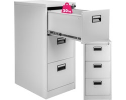 tectake® - Metalen documentkast archiefkast met 3 lades - LxBxH: 62,4x46x102,8cm - Incl. 2 sleutels - grijs