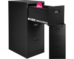 tectake® - Metalen documentkast archiefkast met 3 lades - LxBxH: 62,4x46x102,8cm - Incl. 2 sleutels - zwart