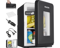 tectake® Mini-Autokoelkast - Draagbare minibar 14L - 2-in-1-functie: koelen en verwarmen - 5 tm 65 °C - Mini Koelkast - Elektrische Koelbox - 12v + 220/240v Aansluiting - Draagbare Campingkoelkast