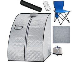 tectake® Mobiele Sauna ThermaLuxe II - Draagbare Stoomsauna - Stoomcabine met 15 Temperatuurstanden en Timerfunctie - Inclusief Afstandsbediening, Mat, Stoel en Draagtas - Met Stoomverdeler voor Olieën en Geuren