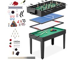 tectake® Multifuntionele Speeltafel SirGameALot - Multispeltafel met 15 Spellen - 125 x 123 x 83 cm - Te gebruiken als Pooltafel, Tafelvoetbal, Tafeltennis, Airhockey, Schaken en Dammen - Inclusief alle nodige Accessoires - Activiteiten Tafel