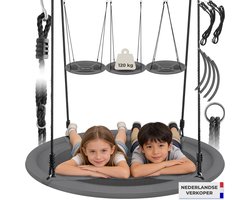 tectake® Nestschommel - Mandschommel - Draagvermogen van max. 120 kg - Schommel voor kinderen en volwassenen - Tuinschommel voor buiten of hangstoel voor binnen - Speelgoed voor in de tuin of kinderkamer - Ø 100 cm