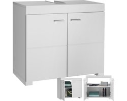 tectake® onderkast voor wastafel - wastafelonderkast - 2 ruime vakken, Spaanplaat en MDF-plaat, 60 x 35 x 56 cm