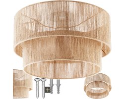 tectake® Plafondlamp Lignea Lux - Hanglamp in Boho stijl - Ø45 x 27,5 cm - Woonkamer Lamp met Lampenkap van Jute - 40W - Decoratieve Hanglampen voor Woonkamer, Slaapkamer, Eetkamer