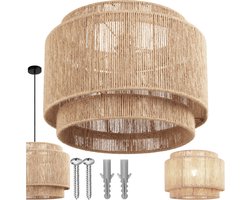 tectake® Plafondlamp Lignea Lux - Hanglamp in Boho stijl - Ø46 x 32 cm - Woonkamer Lamp met Lampenkap van Jute - 40W - Decoratieve Hanglampen voor Woonkamer, Slaapkamer, Eetkamer