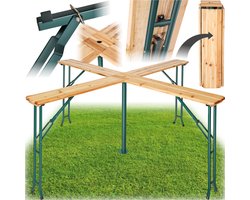 tectake® Quattro Bartafel - Statafel voor Feesten - XXL Biertafel van Hout - Inklapbaar - Buitenklaptafel - Weerbestendige Tuintafel in Kruisvorm - Robuust en Stabiel