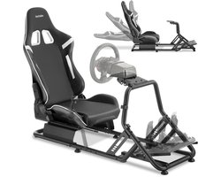 tectake® Racestoel Play - Gamingstoel - Race Cockpit Simulator - Verstelbaar - Compatibel met Logitech, Fanatec en Thrustmaster Race Stuur - Sim Racing - Zwart