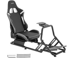 tectake® Racestoel Play - Gamingstoel - Race Cockpit - Verstelbaar - Compatibel met Logitech, Fanatec en Thrustmaster Race Stuur - Sim Racing - Zwart
