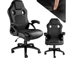 tectake® Racing bureaustoel - Gamingstoel met schommelfunctie - Ergonomische directiestoel - In hoogte verstelbare, draaibare stoel met wielen - PC-Stoel - Gamestoel - Maximale belasting 120 KG - Afmeting (LxBxH) 65x66x111,5 cm-121,5 cm - Zwart/zwart