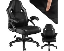 tectake® Racing bureaustoel - Gamingstoel met schommelfunctie - Ergonomische directiestoel - In hoogte verstelbare, draaibare stoel met wielen - PC-Stoel - Gamestoel - Maximale belasting 100 KG - Afmeting (LxBxH) 68x69x104,5-114,5 cm - Zwart/zwart
