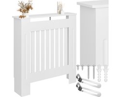 tectake® Radiatorombouw - Radiatorafdekking - Radiatorpaneel - Radiatoromkasting - Verwarmingsombouw - Lamellenontwerp, met plank - Div. afmetingen - 78x19x82cm - wit